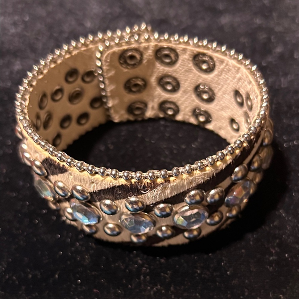 Elegant Silver and Gold Studded Bracelet